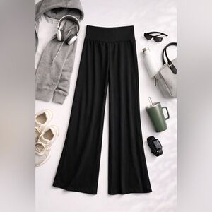 Skinnify Wide Leg Ribbed Pants XS Black Resistance Band Stretch EUC